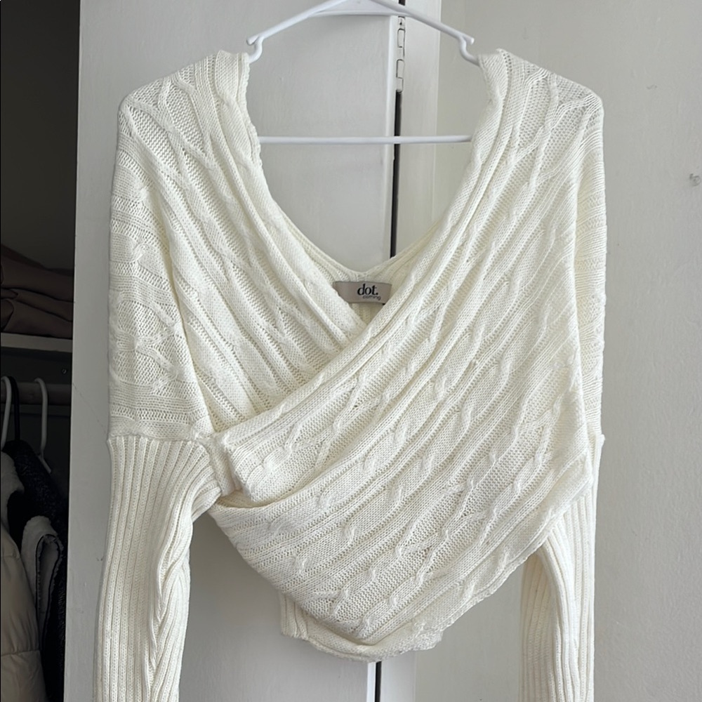 Cream Off-the-Shoulder Sweater with Elegant Draping